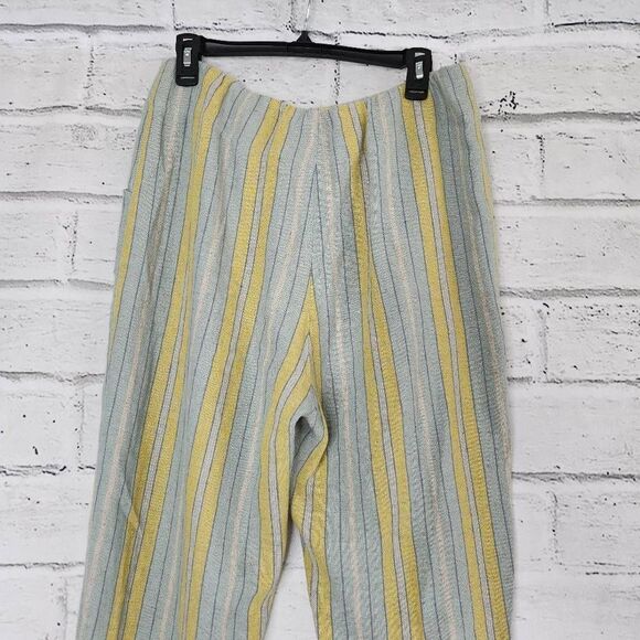 Soft Surroundings Women's Multicolor Stripe Linen Blend Crop Pants Wide Leg 10 - Picture 9 of 14